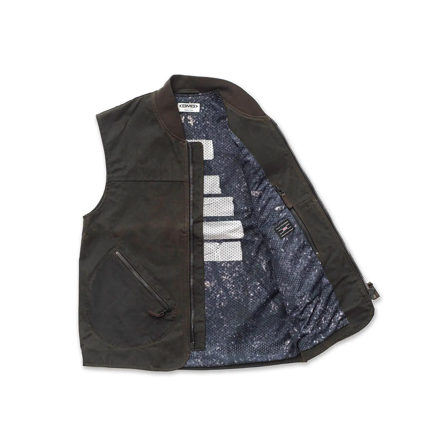 dmd.eu - GILET OLIVE DMD – Gilet olive cotton waxed – aperto